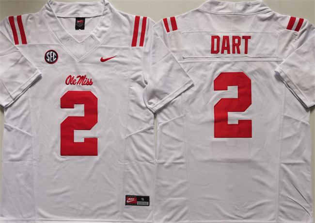 Men's White Ole Miss Rebels #2 Jaxson Dart 2024 F.U.S.E. Stitched jersey